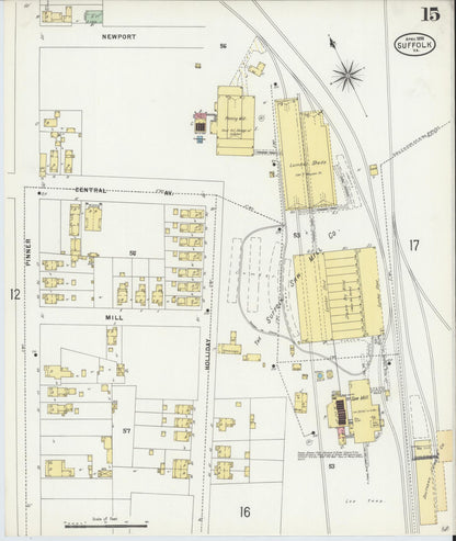 Sanborn Fire Insurance Map from Suffolk, Independent Cities, Virginia (1898), Sheet #0015 - Complete Map Set gallery image, historic Sanborn map, vintage wall art, Virginia Virginia