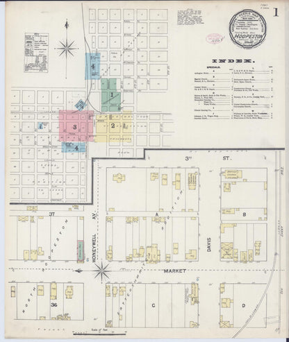Sanborn Fire Insurance Map from Hoopeston, Vermilion County, Illinois (1890), Sheet #0001 - Complete Map Set gallery image, historic Sanborn map, vintage wall art, Illinois Illinois