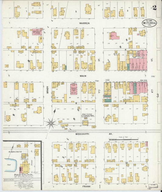 Sanborn Fire Insurance Map from Mitchell, Lawrence County, Indiana (1899), Sheet #0002 - Historic Sanborn Fire Insurance Map Print, vintage old map wall art, antique decor, genealogy gift, Indiana Indiana map