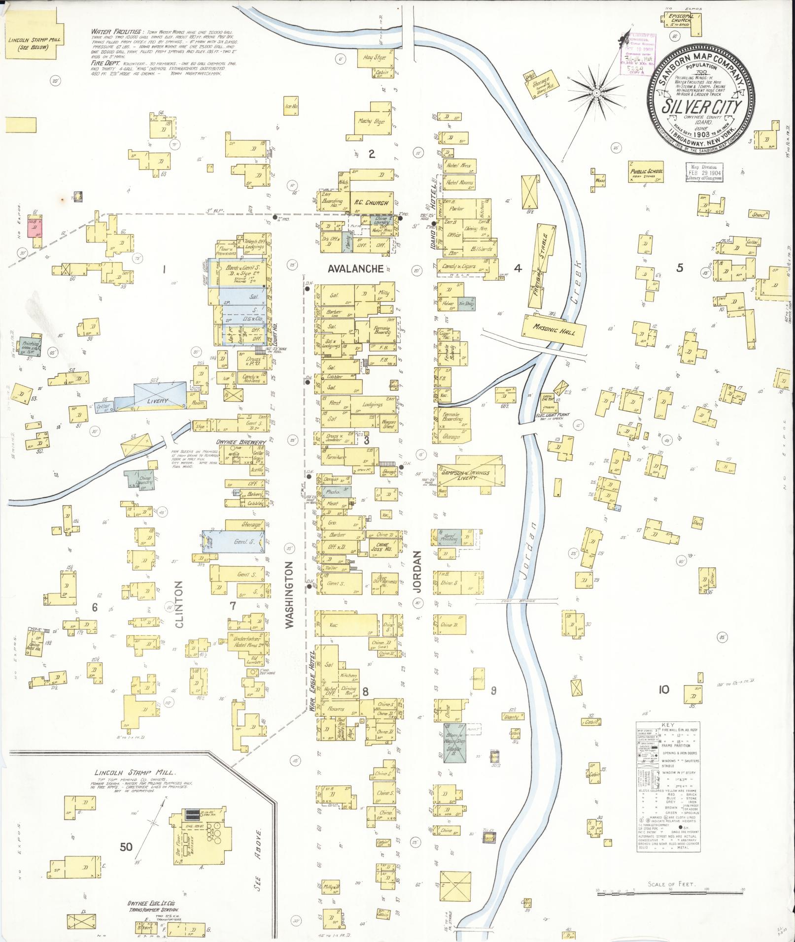 Sanborn Fire Insurance Map from Silver City, Owyhee County, Idaho (1903), Sheet #0001 - Historic Sanborn Fire Insurance Map Print, vintage old map wall art, antique decor, genealogy gift, Idaho Idaho map