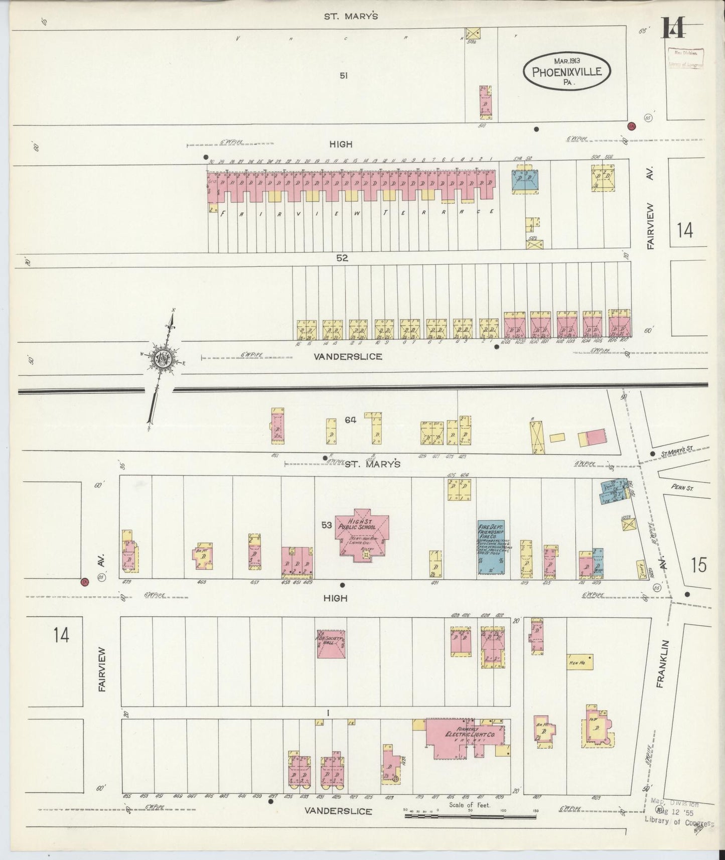 Sanborn Fire Insurance Map from Phoenixville, Chester County, Pennsylvania (1913), Sheet #0014 - Complete Map Set gallery image, historic Sanborn map, vintage wall art, Pennsylvania Pennsylvania