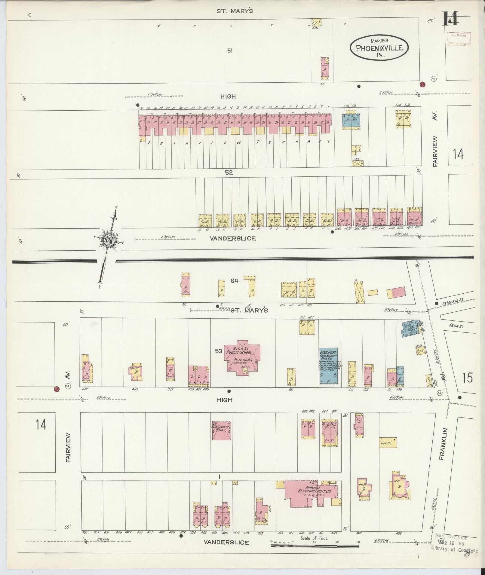 Sanborn Fire Insurance Map from Phoenixville, Chester County, Pennsylvania (1913), Sheet #0014 - Complete Map Set gallery image, historic Sanborn map, vintage wall art, Pennsylvania Pennsylvania