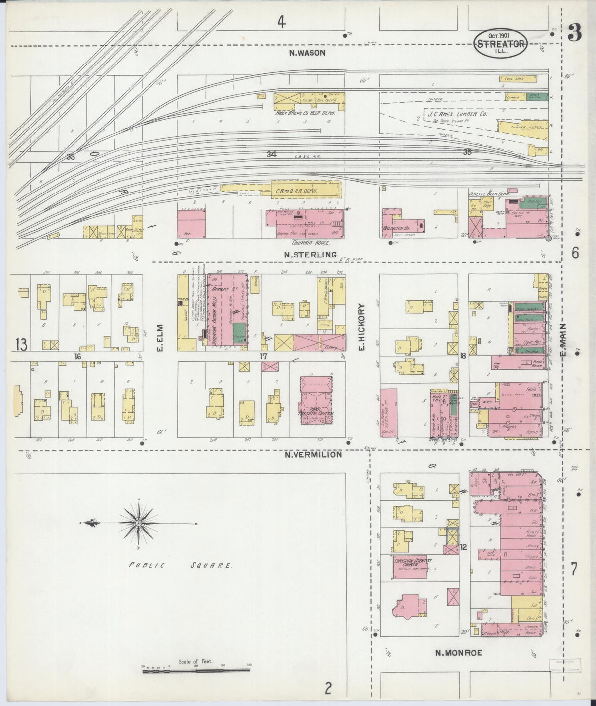 Sanborn Fire Insurance Map from Streator, La Salle County, Illinois (1901), Sheet #0003 - Complete Map Set gallery image, historic Sanborn map, vintage wall art, Illinois Illinois