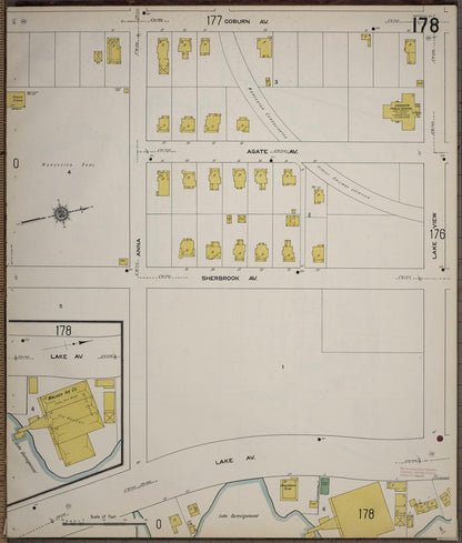 Sanborn Fire Insurance Map from Worcester, Worcester County, Massachusetts (1910), Sheet #0178 - Historic Sanborn Fire Insurance Map Print, vintage old map wall art, antique decor, genealogy gift, Massachusetts Massachusetts map
