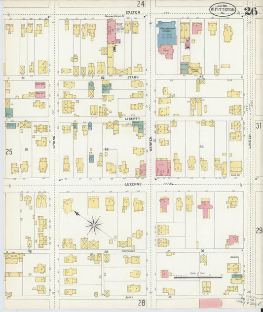 Sanborn Fire Insurance Map from Pittston, Luzerne County, Pennsylvania (1903), Sheet #0026 - Historic Sanborn Fire Insurance Map Print, vintage old map wall art, antique decor, genealogy gift, Pennsylvania Pennsylvania map