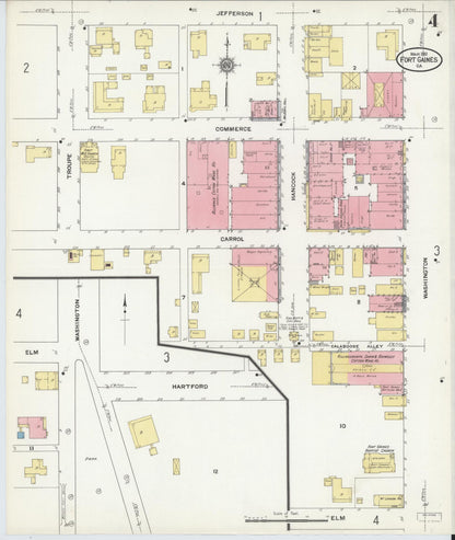 Sanborn Fire Insurance Map from Fort Gaines, Clay County, Georgia (1911), Sheet #0004 - Complete Map Set gallery image, historic Sanborn map, vintage wall art, Georgia Georgia