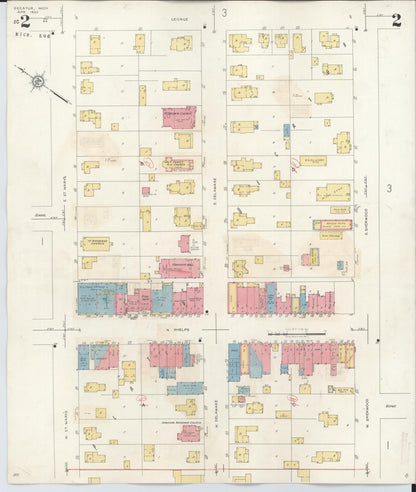 Sanborn Fire Insurance Map from Decatur, Van Buren County, Michigan (1944), Sheet #0002 - Historic Sanborn Fire Insurance Map Print, vintage old map wall art, antique decor, genealogy gift, Michigan Michigan map
