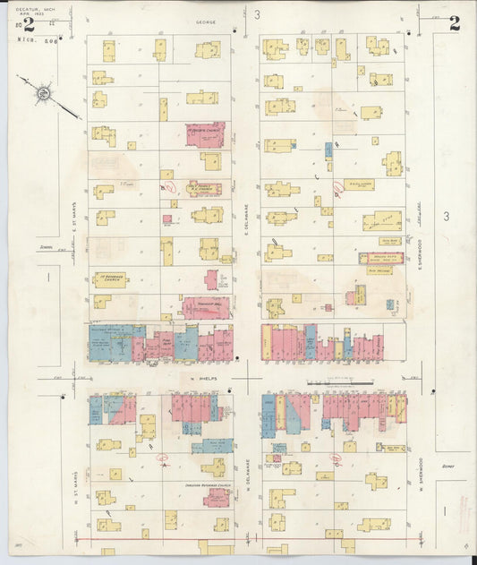Sanborn Fire Insurance Map from Decatur, Van Buren County, Michigan (1944), Sheet #0002 - Historic Sanborn Fire Insurance Map Print, vintage old map wall art, antique decor, genealogy gift, Michigan Michigan map