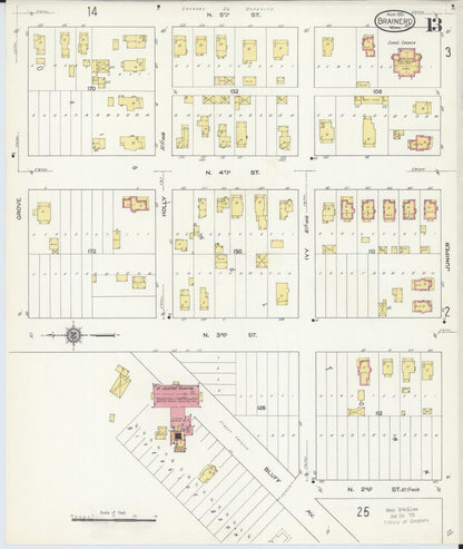 Sanborn Fire Insurance Map from Brainerd, Crow Wing County, Minnesota (1913), Sheet #0013 - Historic Sanborn Fire Insurance Map Print, vintage old map wall art, antique decor, genealogy gift, Minnesota Minnesota map