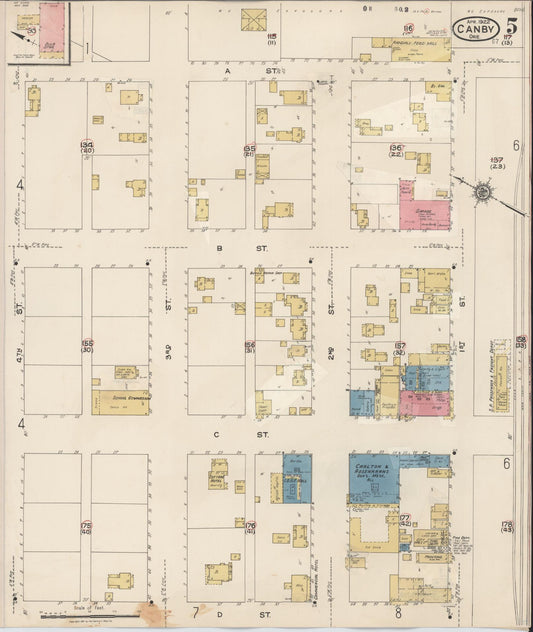 Sanborn Fire Insurance Map from Canby, Clackamas County, Oregon (1931), Sheet #0005 - Historic Sanborn Fire Insurance Map Print, vintage old map wall art, antique decor, genealogy gift, Oregon Oregon map
