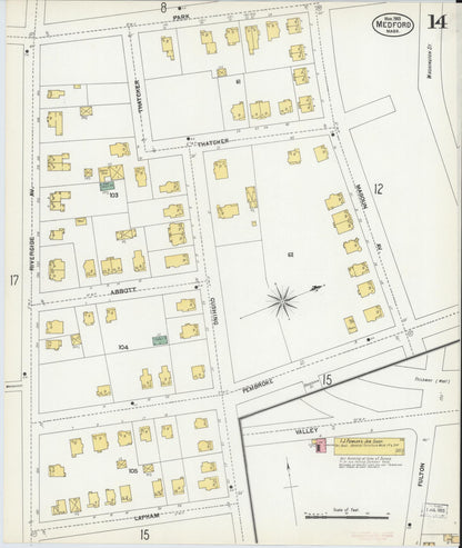 Sanborn Fire Insurance Map from Medford, Middlesex County, Massachusetts (1903), Sheet #0014 - Complete Map Set gallery image, historic Sanborn map, vintage wall art, Massachusetts Massachusetts