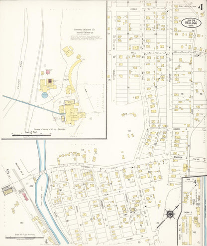 Sanborn Fire Insurance Map from Kellogg, Shoshone County, Idaho (1918), Sheet #0004 - Complete Map Set gallery image, historic Sanborn map, vintage wall art, Idaho Idaho