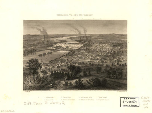 Richmond, Va. and its vicinity. (1863) – Historic Bird’s-Eye View Panorama Print