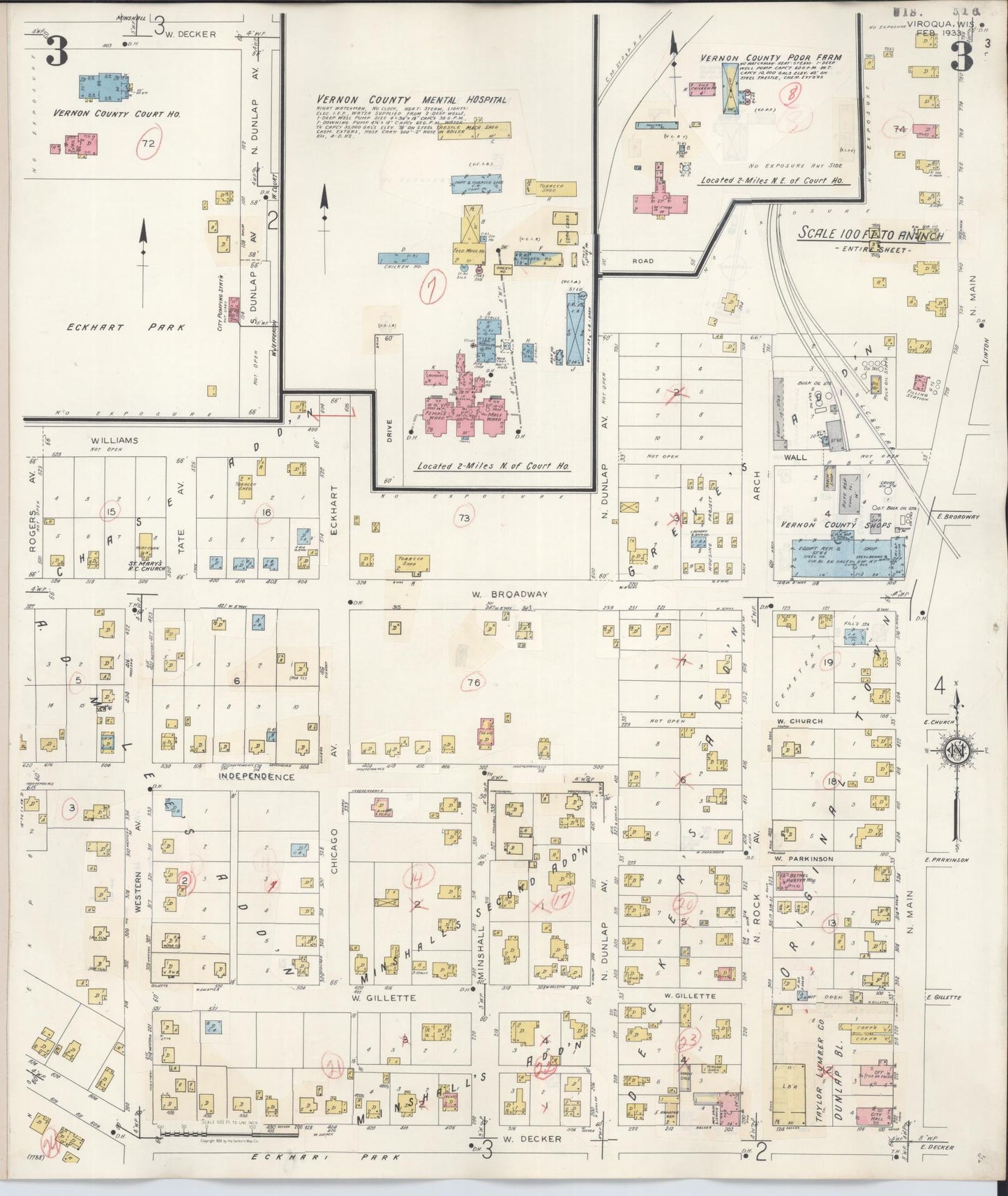 Sanborn Fire Insurance Map from Viroqua, Vernon County, Wisconsin (1949), Sheet #0003 - Historic Sanborn Fire Insurance Map Print, vintage old map wall art, antique decor, genealogy gift, Wisconsin Wisconsin map