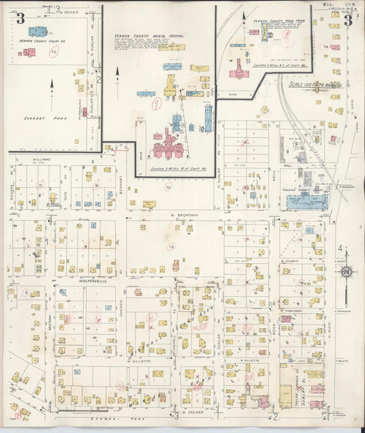 Sanborn Fire Insurance Map from Viroqua, Vernon County, Wisconsin (1949), Sheet #0003 - Historic Sanborn Fire Insurance Map Print, vintage old map wall art, antique decor, genealogy gift, Wisconsin Wisconsin map