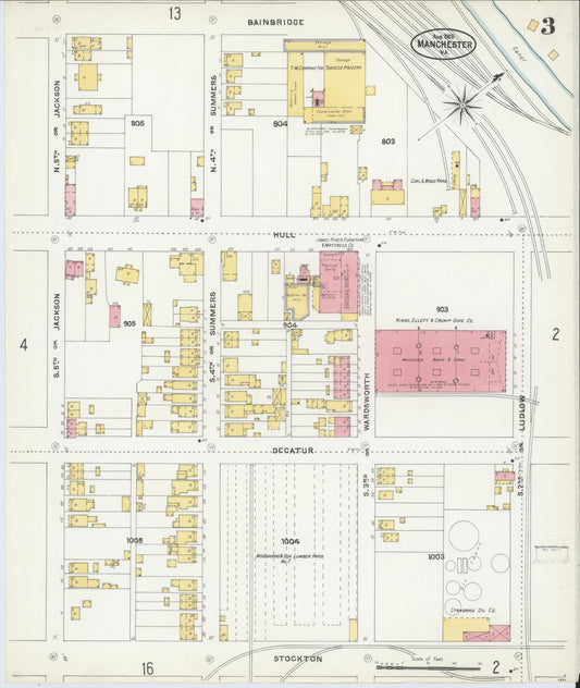 Sanborn Fire Insurance Map from Manchester, Chesterfield County, Virginia. (1905), Sheet 3 – Historic Sanborn Fire Insurance Map Print