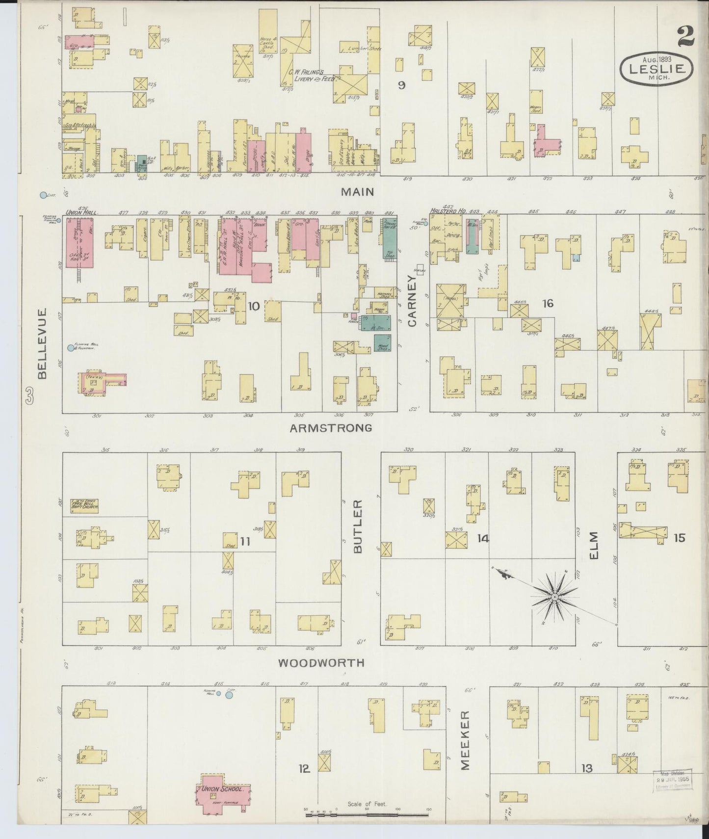 Sanborn Fire Insurance Map from Leslie, Ingham County, Michigan (1893), Sheet #0002 - Complete Map Set gallery image, historic Sanborn map, vintage wall art, Michigan Michigan