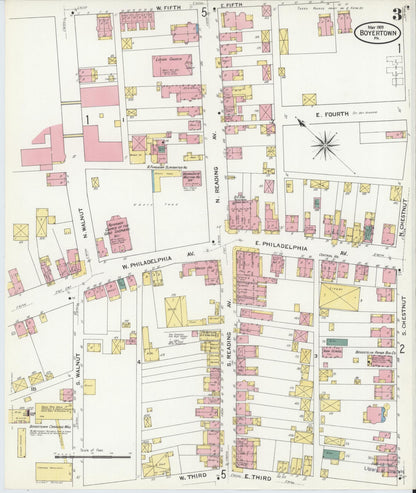 Sanborn Fire Insurance Map from Boyertown, Berks County, Pennsylvania (1909), Sheet #0003 - Complete Map Set gallery image, historic Sanborn map, vintage wall art, Pennsylvania Pennsylvania