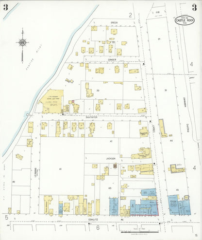 Sanborn Fire Insurance Map from Castle Rock, Cowlitz County, Washington (1928), Sheet #0003 - Complete Map Set gallery image, historic Sanborn map, vintage wall art, Washington Washington
