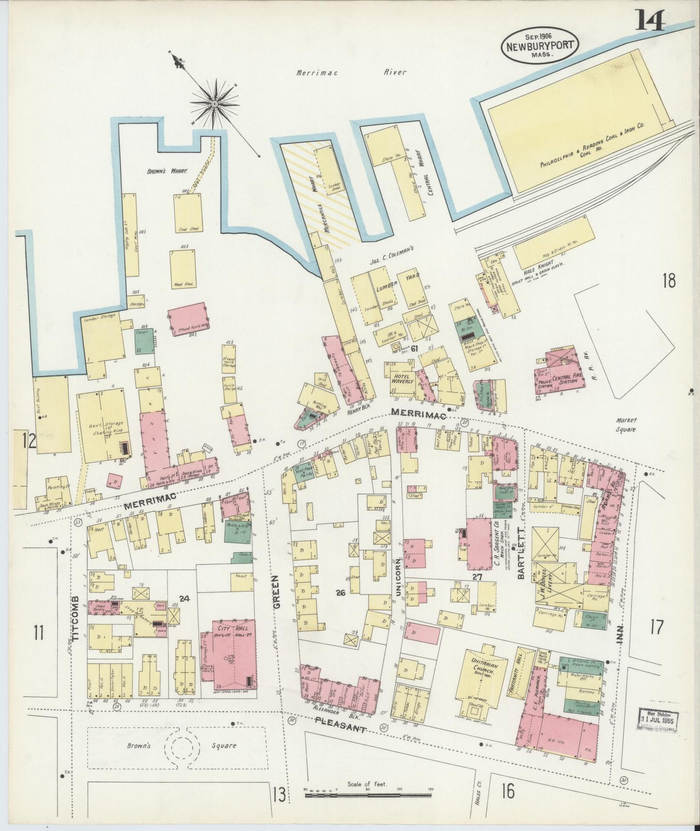 Sanborn Fire Insurance Map from Newburyport, Essex County, Massachusetts (1906), Sheet #0014 - Complete Map Set gallery image, historic Sanborn map, vintage wall art, Massachusetts Massachusetts