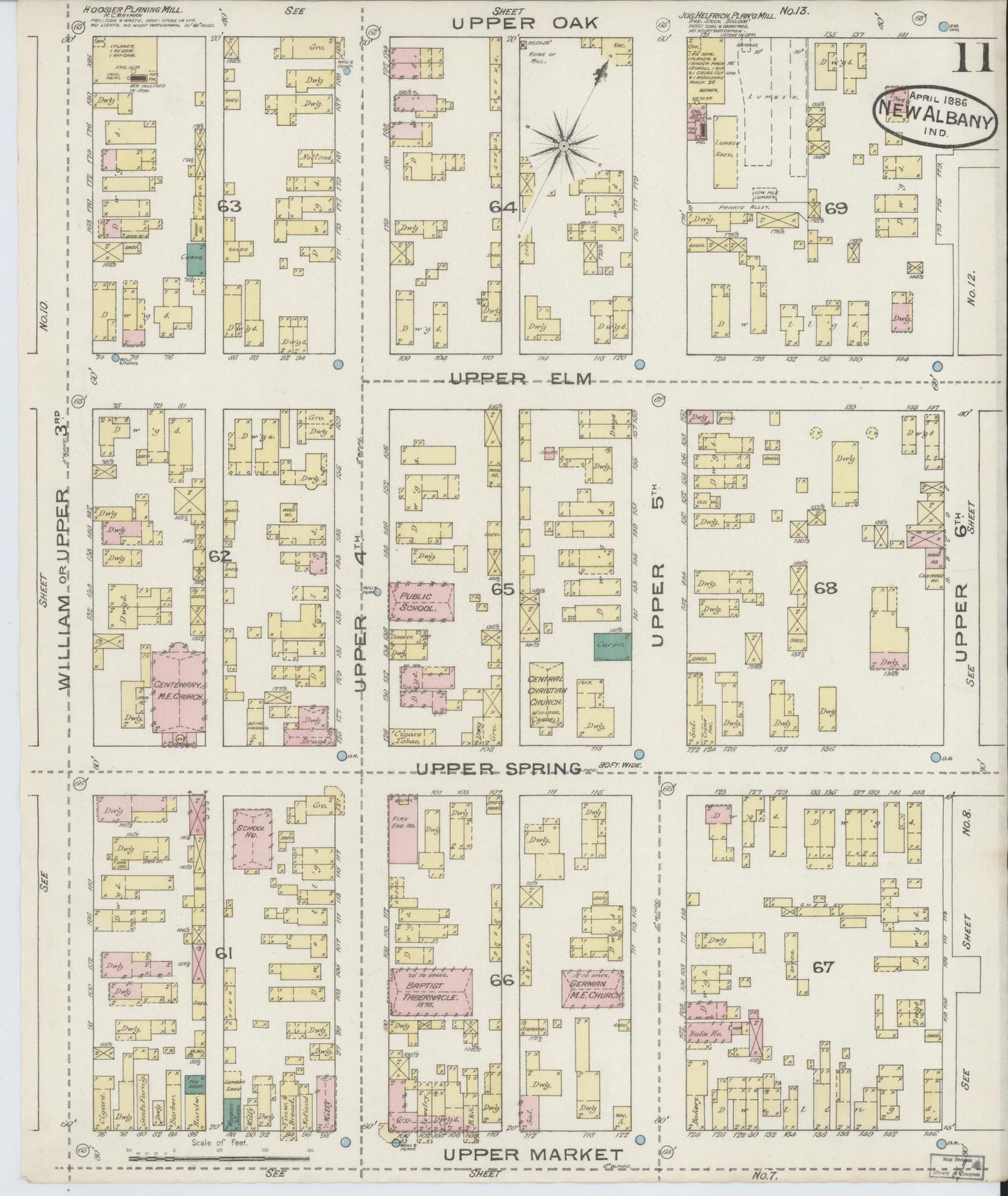 Sanborn Fire Insurance Map from New Albany, Floyd County, Indiana (1886), Sheet #0011 - Complete Map Set gallery image, historic Sanborn map, vintage wall art, Indiana Indiana