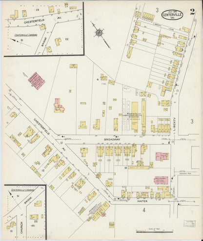 Sanborn Fire Insurance Map from Centreville, Queen Anne's County, Maryland (1915), Sheet #0002 - Complete Map Set gallery image, historic Sanborn map, vintage wall art, Maryland Maryland