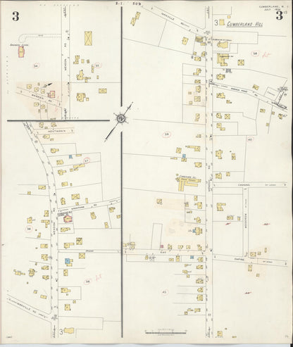 Sanborn Fire Insurance Map from Cumberland, Providence County, Rhode Island (1941), Sheet #0003 - Complete Map Set gallery image, historic Sanborn map, vintage wall art, Rhode Island Rhode Island