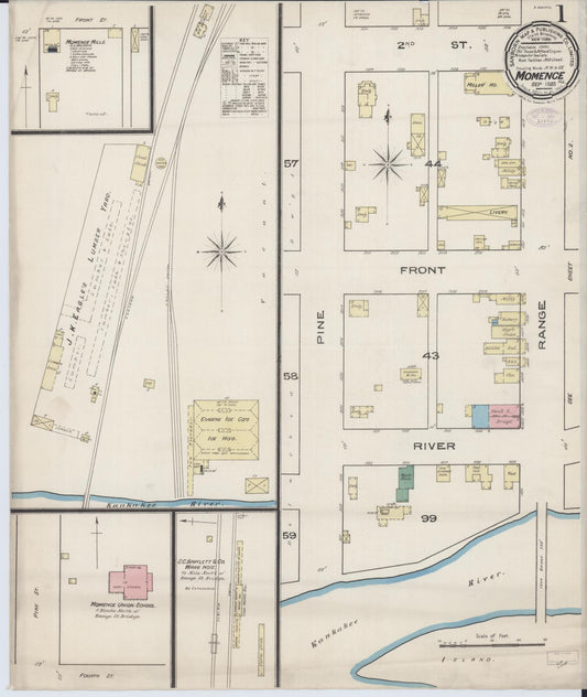 Sanborn Fire Insurance Map from Momence, Kankakee County, Illinois (1885), Sheet #0001 - Complete Map Set gallery image, historic Sanborn map, vintage wall art, Illinois Illinois