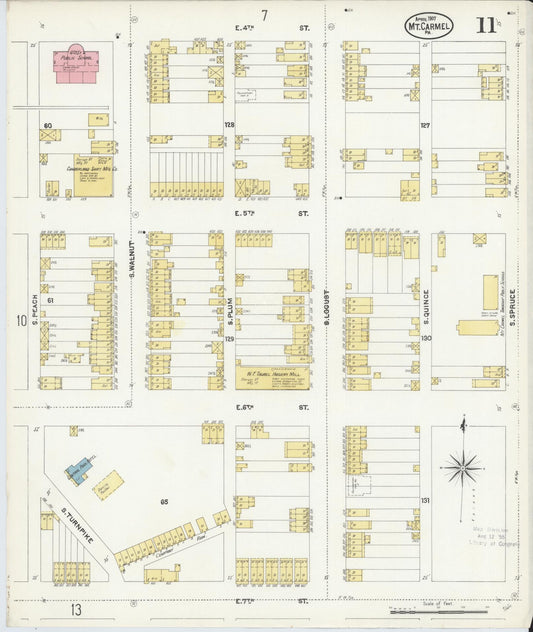 Sanborn Fire Insurance Map from Mount Carmel, Northumberland County, Pennsylvania (1907), Sheet #0011 - Historic Sanborn Fire Insurance Map Print, vintage old map wall art, antique decor, genealogy gift, Pennsylvania Pennsylvania map