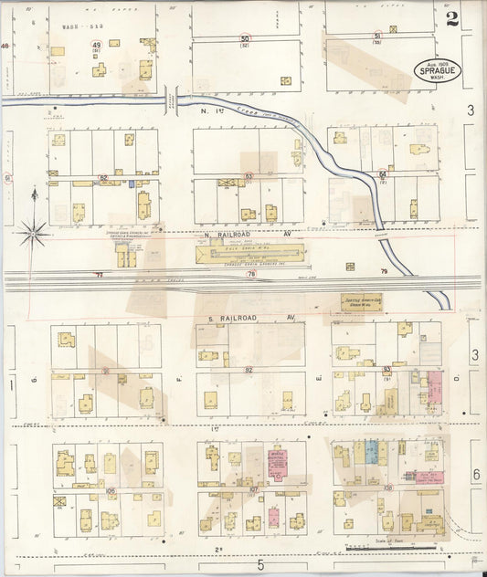 Sanborn Fire Insurance Map from Sprague, Lincoln County, Washington (1943), Sheet #0002 - Historic Sanborn Fire Insurance Map Print, vintage old map wall art, antique decor, genealogy gift, Washington Washington map
