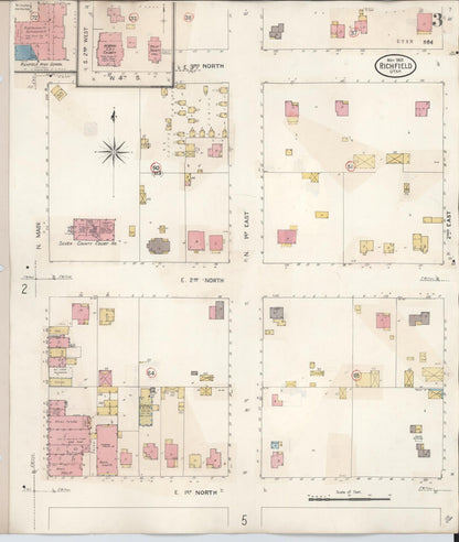 Sanborn Fire Insurance Map from Richfield, Sevier County, Utah (1930), Sheet #0003 - Complete Map Set gallery image, historic Sanborn map, vintage wall art, Utah Utah
