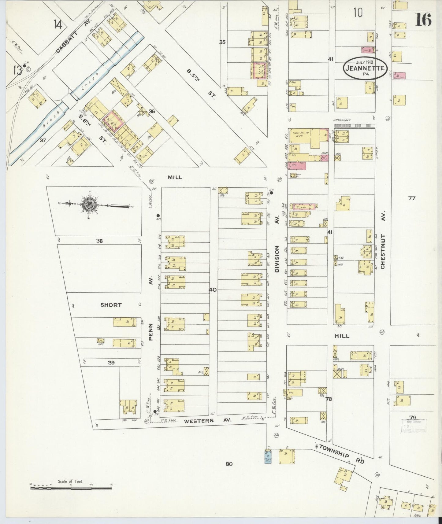 Sanborn Fire Insurance Map from Jeannette, Westmoreland County, Pennsylvania (1910), Sheet #0016 - Complete Map Set gallery image, historic Sanborn map, vintage wall art, Pennsylvania Pennsylvania