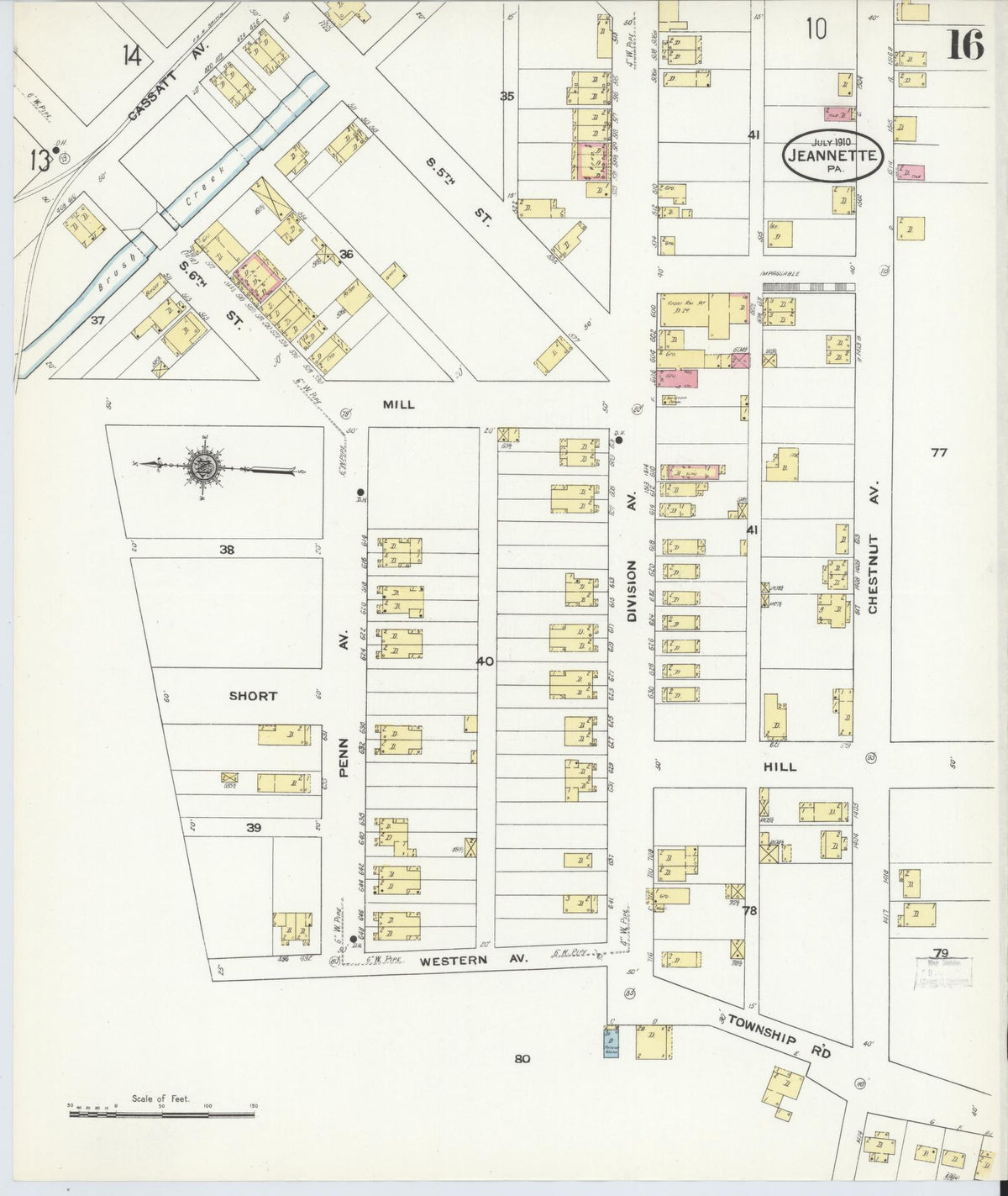 Sanborn Fire Insurance Map from Jeannette, Westmoreland County, Pennsylvania (1910), Sheet #0016 - Complete Map Set gallery image, historic Sanborn map, vintage wall art, Pennsylvania Pennsylvania