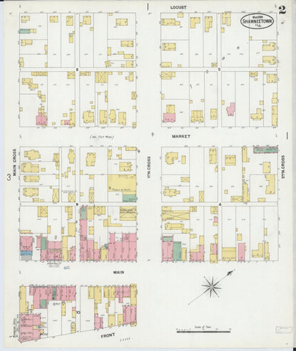 Sanborn Fire Insurance Map from Shawneetown, Gallatin County, Illinois (1899), Sheet #0002 - Historic Sanborn Fire Insurance Map Print, vintage old map wall art, antique decor, genealogy gift, Illinois Illinois map