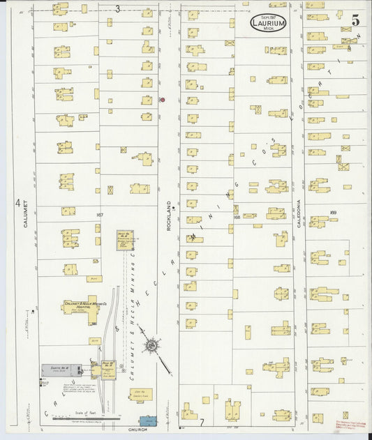 Sanborn Fire Insurance Map from Laurium, Houghton County, Michigan (1917), Sheet #0005 - Historic Sanborn Fire Insurance Map Print, vintage old map wall art, antique decor, genealogy gift, Michigan Michigan map