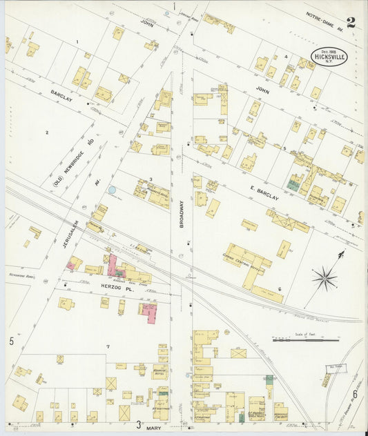 Sanborn Fire Insurance Map from Hicksville, Nassau County, New York (1908), Sheet #0002 - Historic Sanborn Fire Insurance Map Print, vintage old map wall art, antique decor, genealogy gift, New York New York map