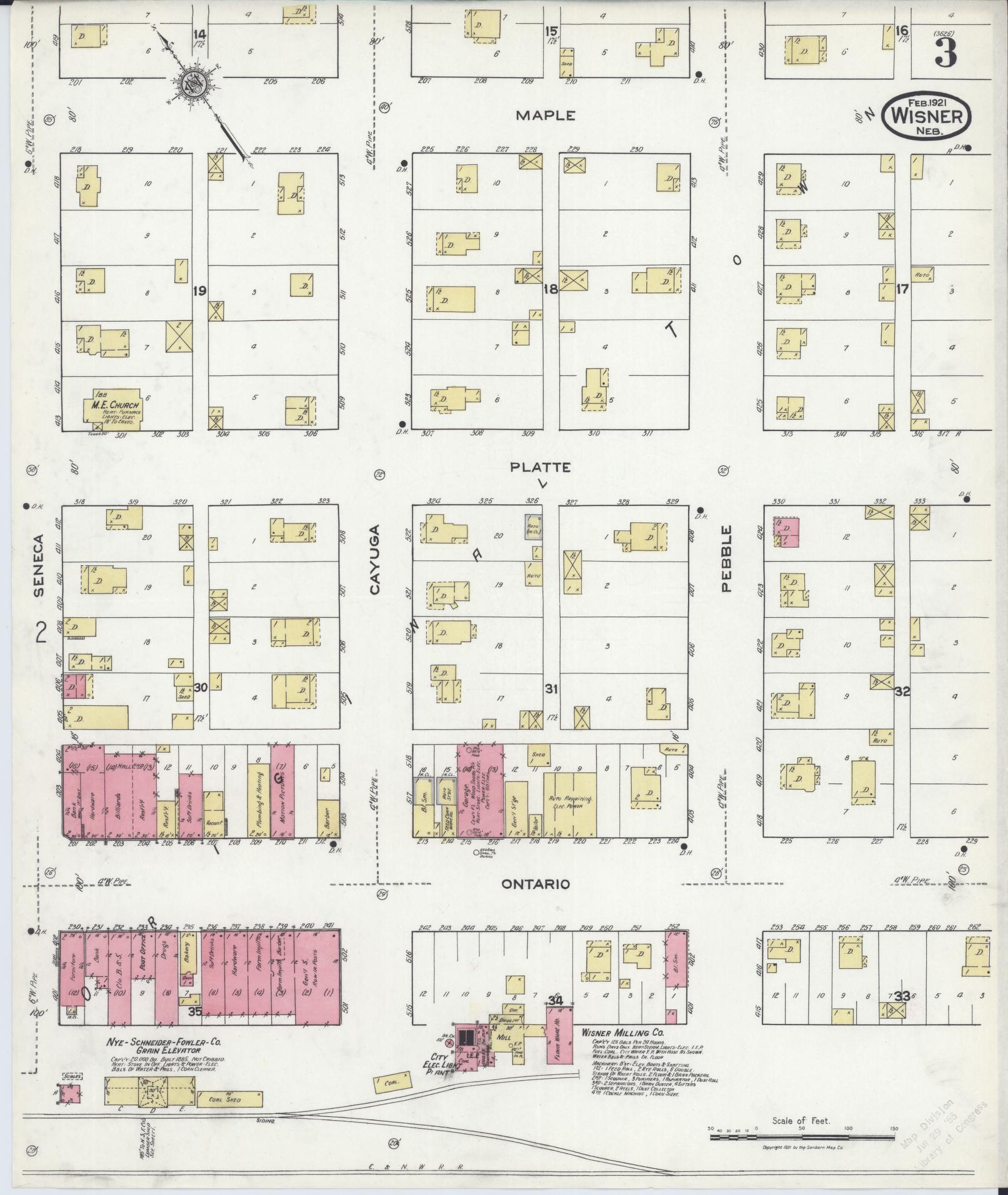Sanborn Fire Insurance Map from Wisner, Cuming County, Nebraska (1921), Sheet #0003 - Complete Map Set gallery image, historic Sanborn map, vintage wall art, Nebraska Nebraska