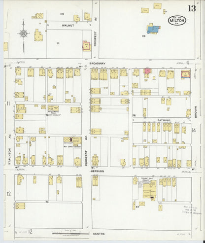 Sanborn Fire Insurance Map from Milton, Northumberland County, Pennsylvania (1918), Sheet #0013 - Complete Map Set gallery image, historic Sanborn map, vintage wall art, Pennsylvania Pennsylvania