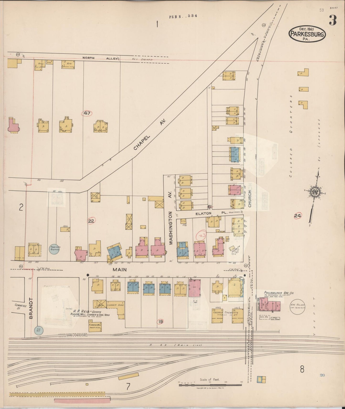 Sanborn Fire Insurance Map from Parkesburg, Chester County, Pennsylvania (1934), Sheet #0003 - Complete Map Set gallery image, historic Sanborn map, vintage wall art, Pennsylvania Pennsylvania