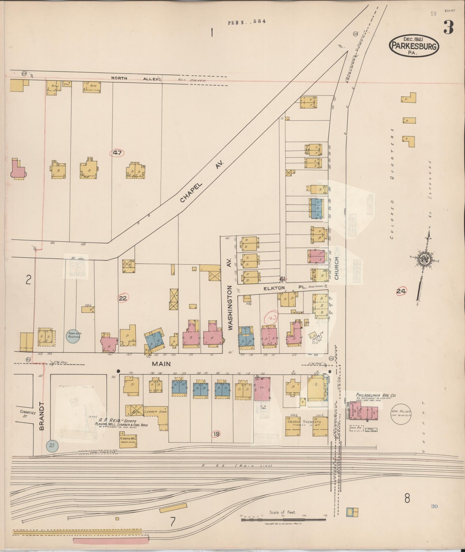Sanborn Fire Insurance Map from Parkesburg, Chester County, Pennsylvania (1934), Sheet #0003 - Complete Map Set gallery image, historic Sanborn map, vintage wall art, Pennsylvania Pennsylvania