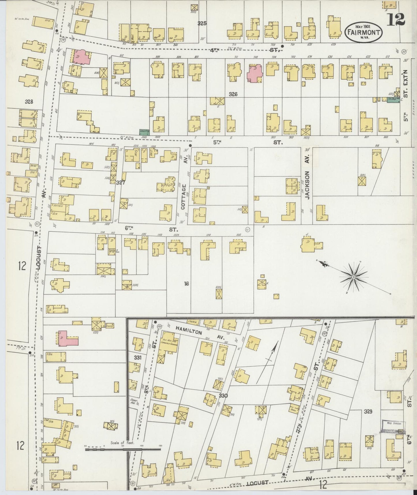 Sanborn Fire Insurance Map from Fairmont, Marion County, West Virginia (1902), Sheet #0012 - Complete Map Set gallery image, historic Sanborn map, vintage wall art, West Virginia West Virginia
