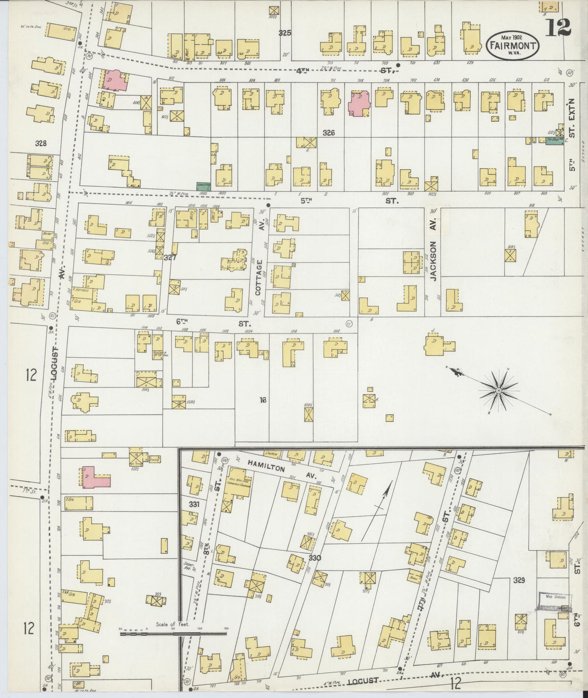 Sanborn Fire Insurance Map from Fairmont, Marion County, West Virginia (1902), Sheet #0012 - Complete Map Set gallery image, historic Sanborn map, vintage wall art, West Virginia West Virginia