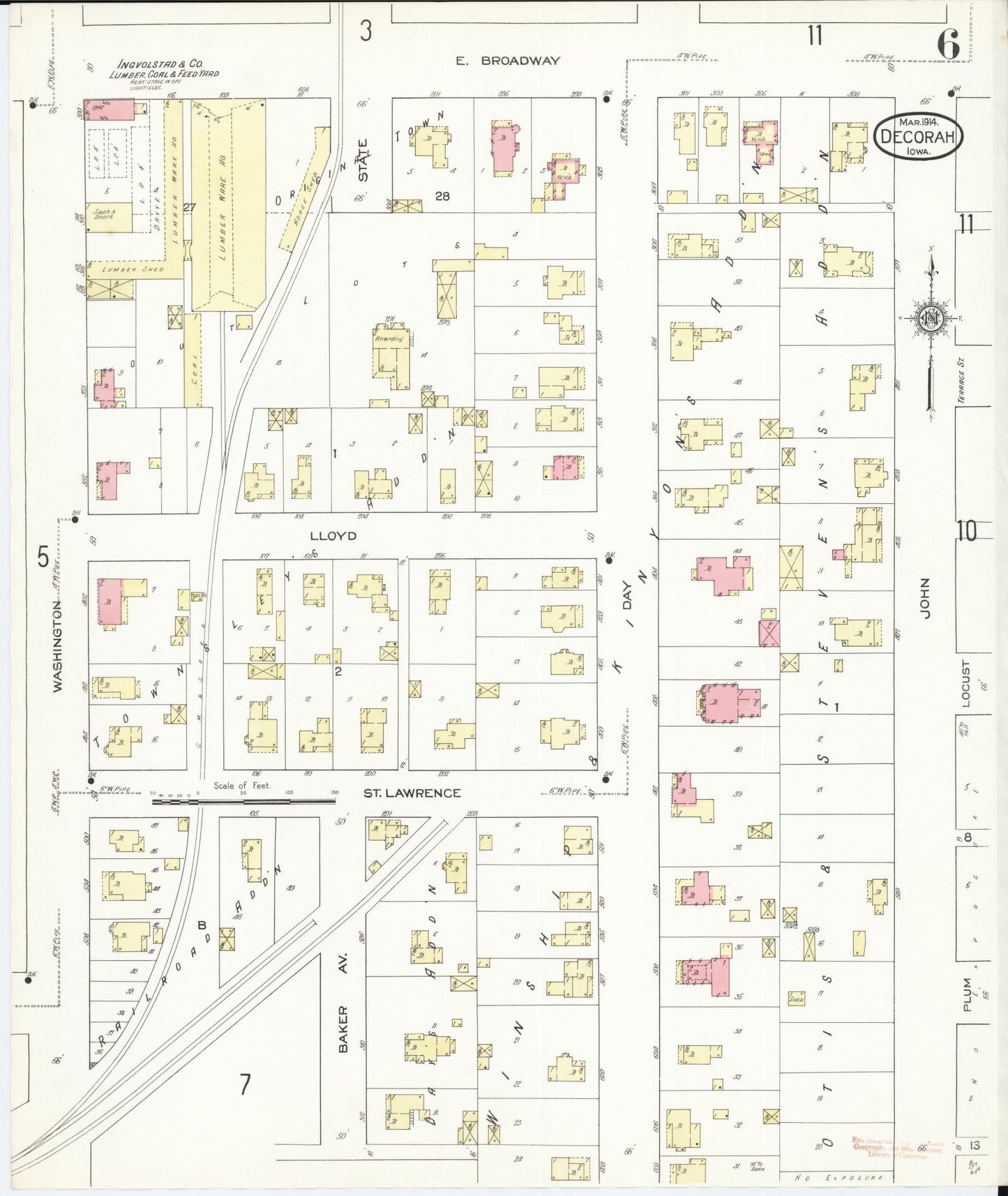 Sanborn Fire Insurance Map from Decorah, Winneshiek County, Iowa (1914), Sheet #0006 - Historic Sanborn Fire Insurance Map Print, vintage old map wall art