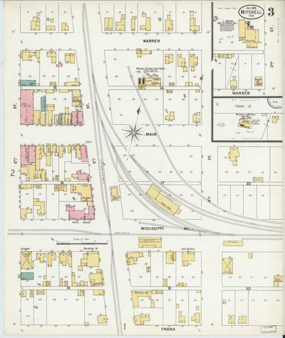 Sanborn Fire Insurance Map from Mitchell, Lawrence County, Indiana (1899), Sheet #0003 - Historic Sanborn Fire Insurance Map Print, vintage old map wall art, antique decor, genealogy gift, Indiana Indiana map