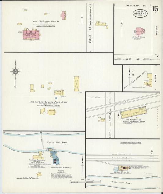 Sanborn Fire Insurance Map from Abilene, Dickinson County, Kansas (1912), Sheet #0015 - Historic Sanborn Fire Insurance Map Print, vintage old map wall art, antique decor, genealogy gift, Kansas Kansas map