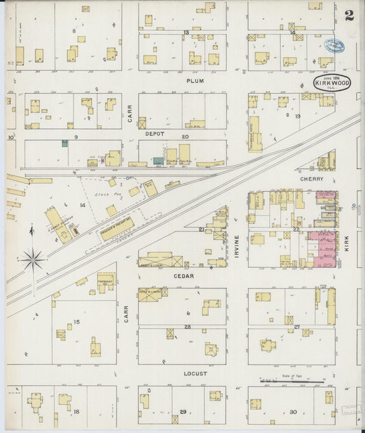 Sanborn Fire Insurance Map from Kirkwood, Warren County, Illinois (1894), Sheet #0002 - Historic Sanborn Fire Insurance Map Print, vintage old map wall art, antique decor, genealogy gift, Illinois Illinois map