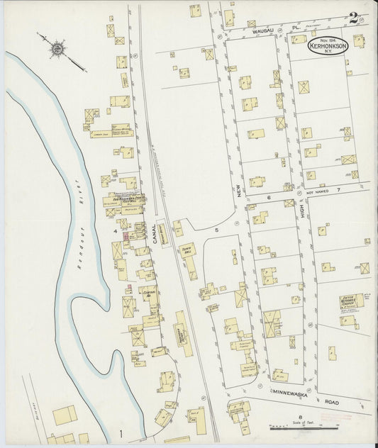Sanborn Fire Insurance Map from Kerhonkson, Ulster County, New York (1914), Sheet #0002 - Historic Sanborn Fire Insurance Map Print, vintage old map wall art, antique decor, genealogy gift, New York New York map