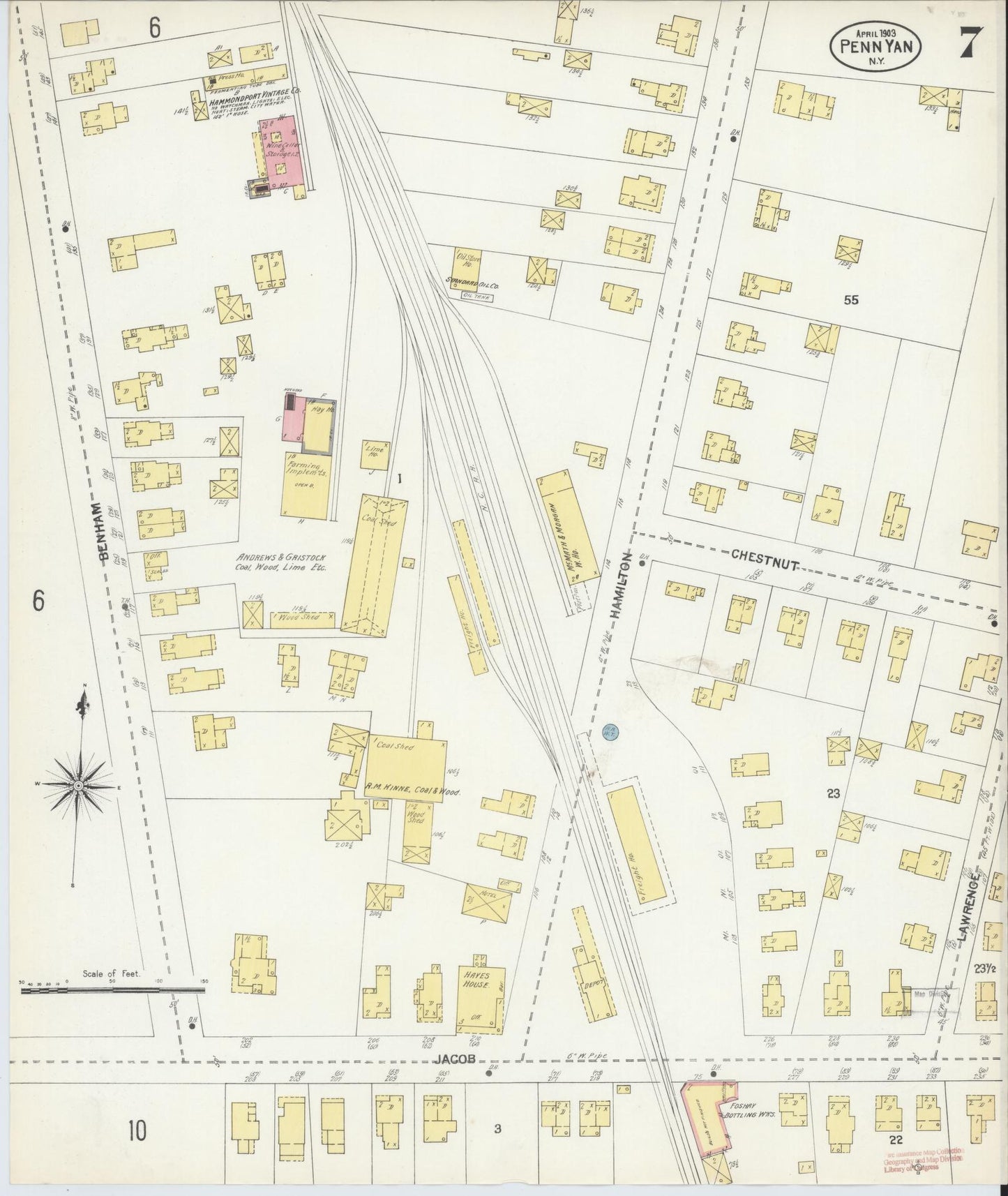 Sanborn Fire Insurance Map from Penn Yan, Yates County, New York (1903), Sheet #0007 - Complete Map Set gallery image, historic Sanborn map, vintage wall art, New York New York
