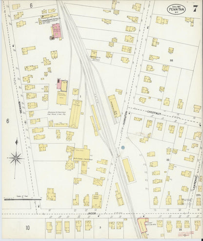 Sanborn Fire Insurance Map from Penn Yan, Yates County, New York (1903), Sheet #0007 - Complete Map Set gallery image, historic Sanborn map, vintage wall art, New York New York