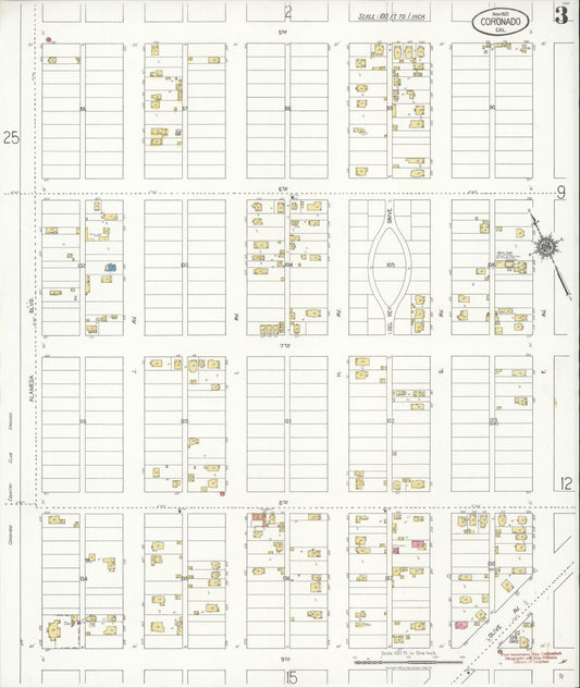 Sanborn Fire Insurance Map from Coronado, San Diego County, California (1921), Sheet #0003 - Historic Sanborn Fire Insurance Map Print, vintage old map wall art, antique decor, genealogy gift, California California map
